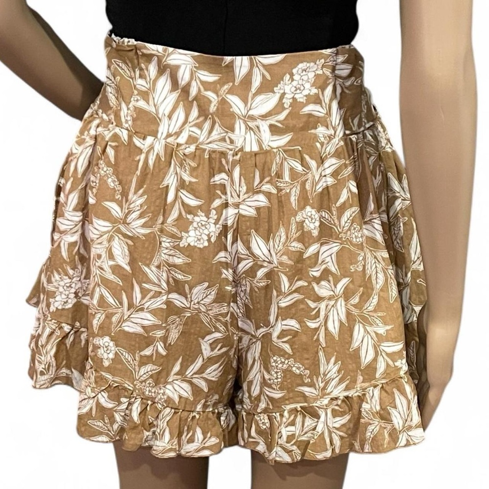 Women’s Tan Floral Tie-Waist Skort - Picture 4 of 7